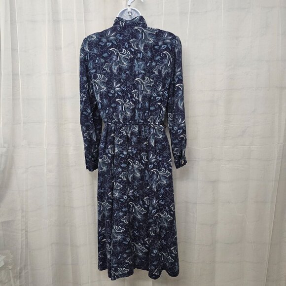 Vintage Leslie Fay Blue Floral Midi Dress Boho 6P - Picture 9 of 13